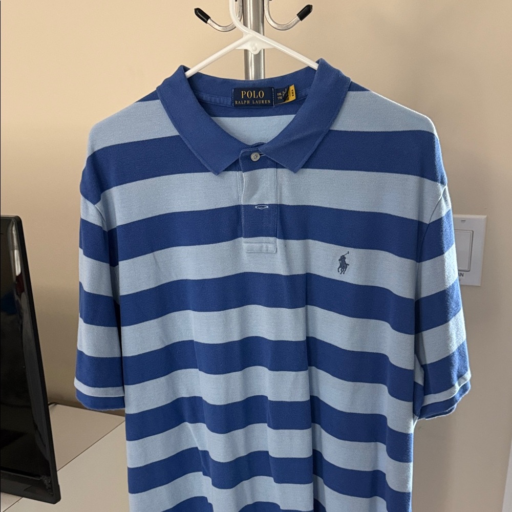 Ralph Lauren Men's Polo Shirt in Blue Stripes